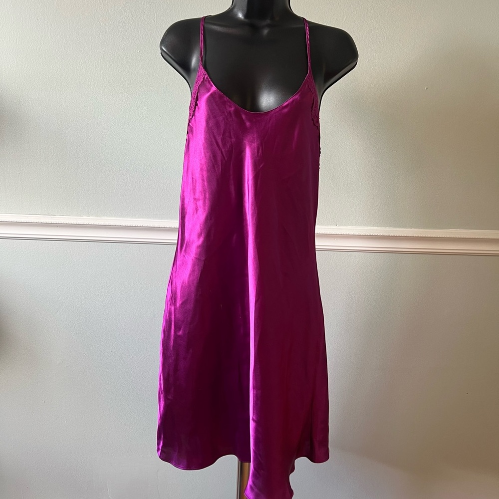 Elegant Purple Satin Slip Dress